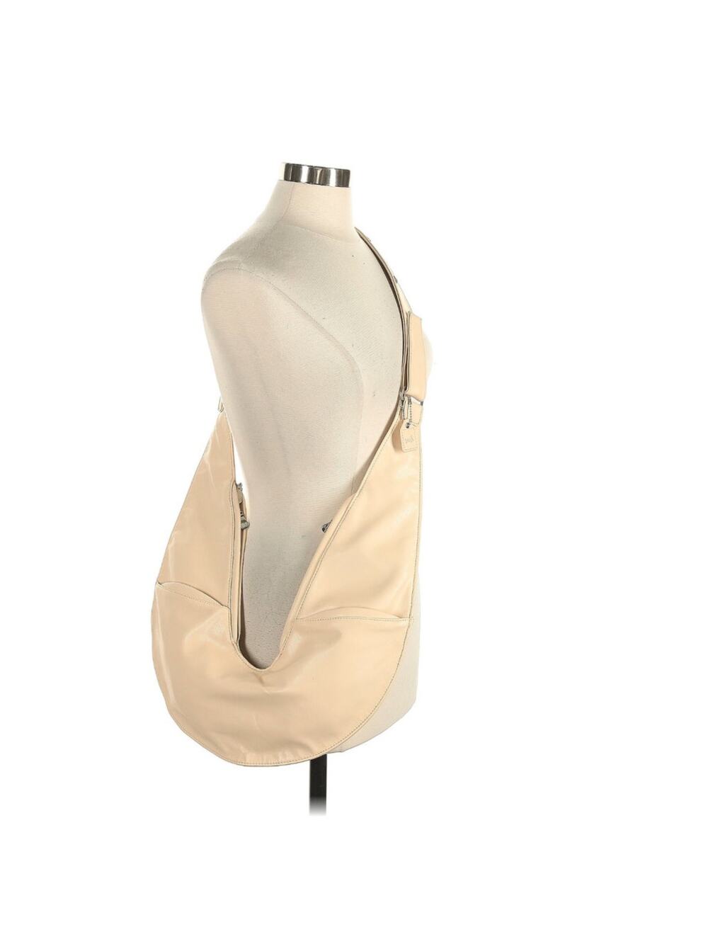 Sash cream faux leather sling bag